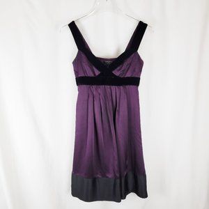 BANANA REPUBLIC  Purple Silk Party Dress with Velvet Trim